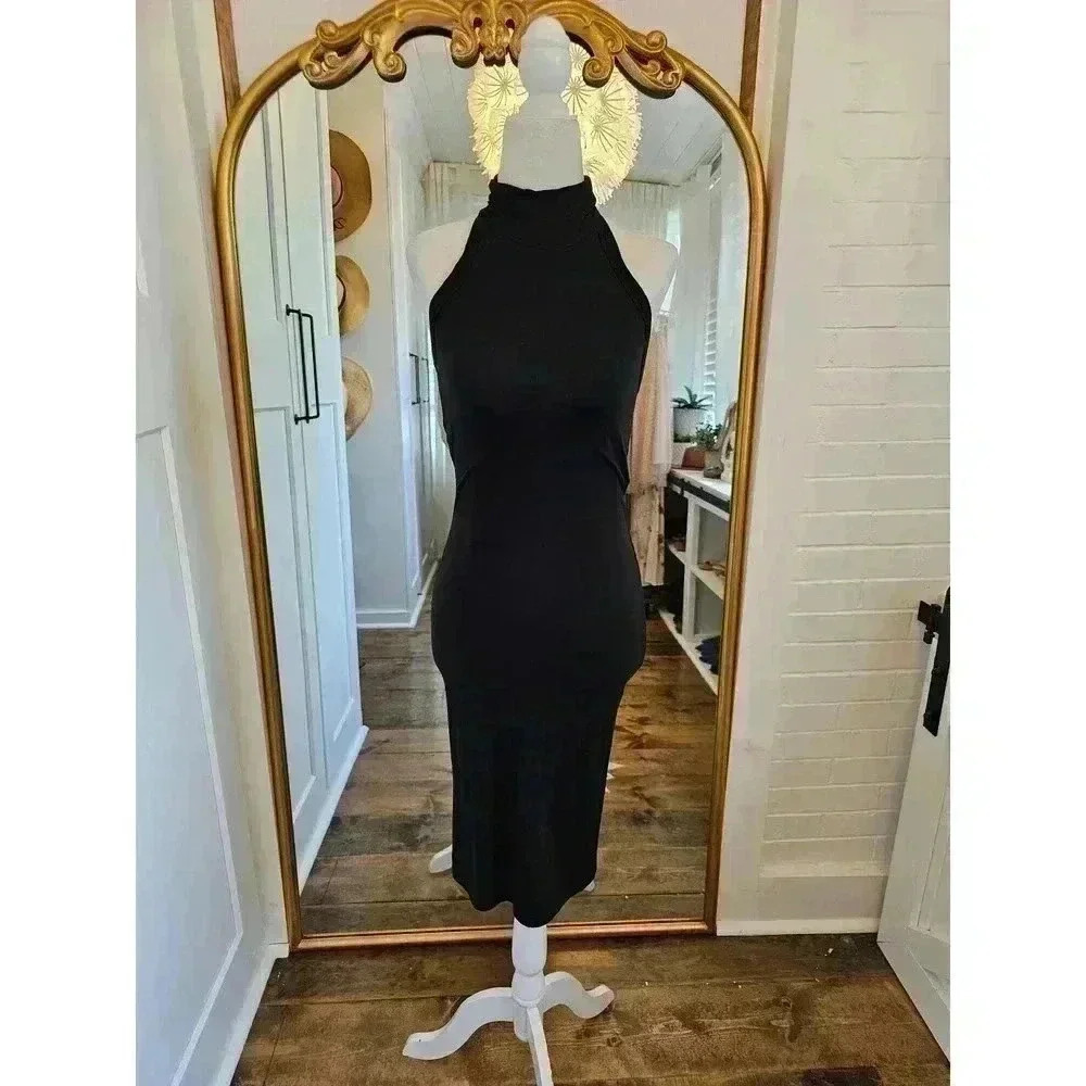 LNA Women's XS Casual Sleeveless Little Black Midi Dress